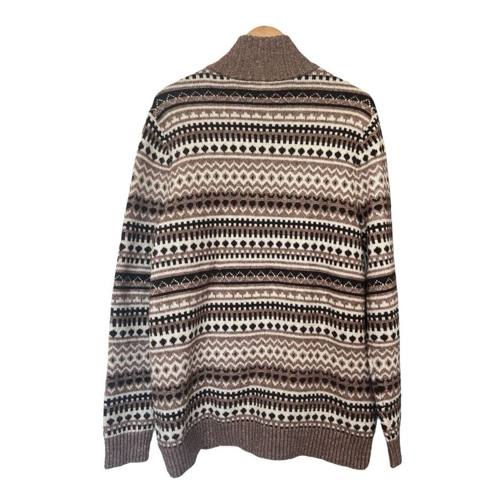 UpWest Cardigan Sweater Mens Lg Shawl Collar Wool Blend Fair Isle Cozy Grandpa - Picture 2 of 10
